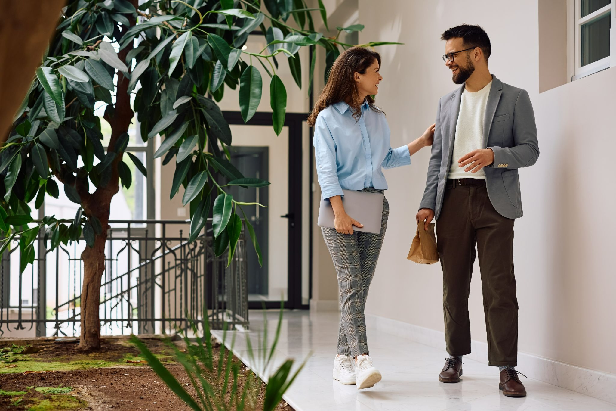 Realtor talking to a potential tenant.